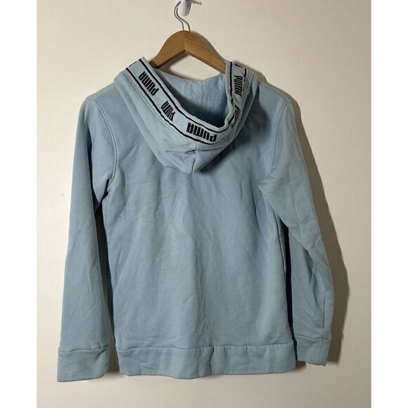 PUMA Womens Light Blue Hooded Zip Up Sweatshirt Pockets Large - Picture 2 of 6